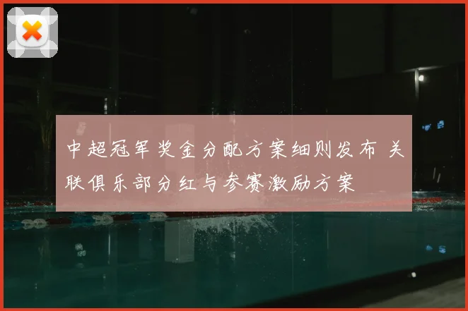 中超冠军奖金分配方案细则发布 关联俱乐部分红与参赛激励方案